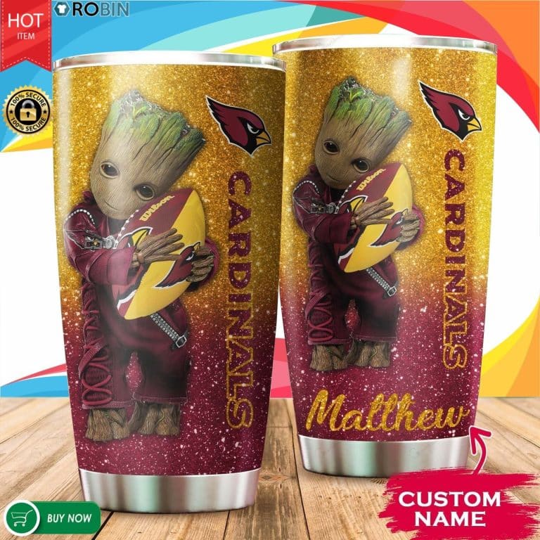 Personalized Baby Groot Hug Arizona Cardinals Tumbler Cup 20OZ, 30OZ