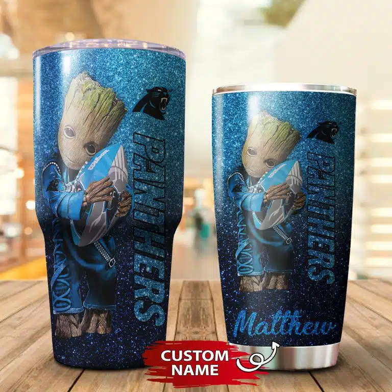 Personalized Baby Groot Hug Carolina Panthers Tumbler Cup 20oz, 30oz - Image 3
