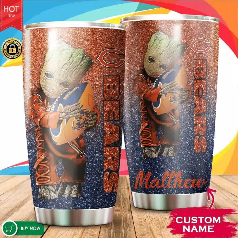 Personalized Baby Groot Hug Chicago Bears Tumbler Cup 20OZ, 30OZ
