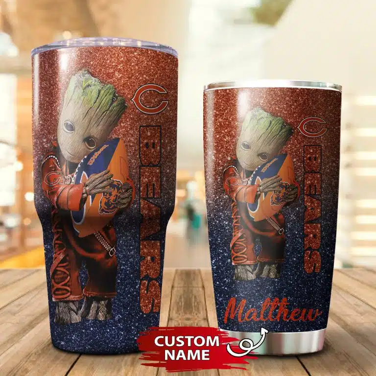 Personalized Baby Groot Hug Chicago Bears Tumbler Cup 20OZ, 30OZ - Image 3