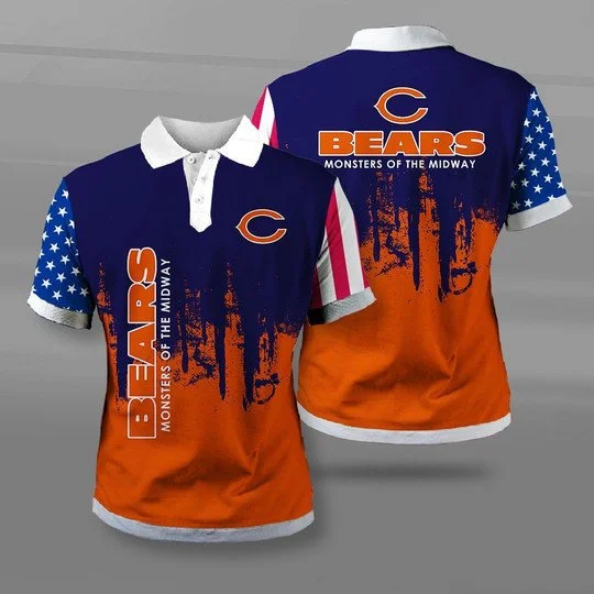 Chicago Bears Polo T-Shirt Full Size UQ27