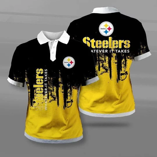 Pittsburgh Steelers Polo T-Shirt Full Size TU16