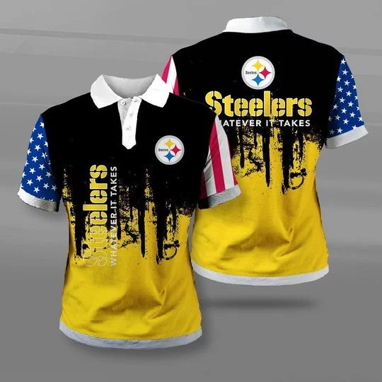 Pittsburgh Steelers Polo T-Shirt Full Size LD92