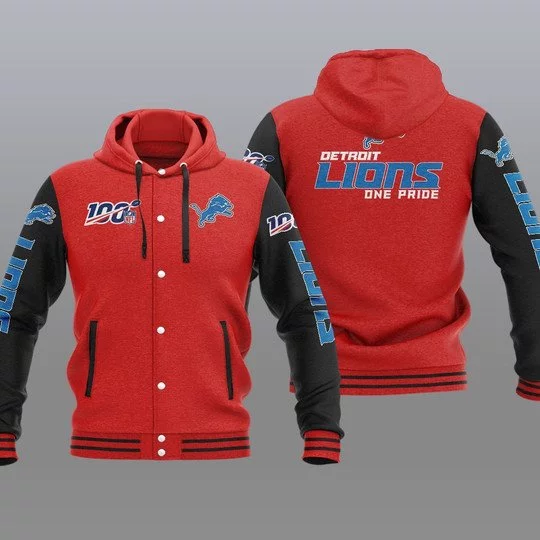 Detroit Lions Baseball Jacket FA39 - Image 2