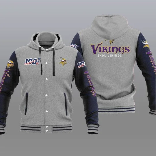 Minnesota Vikings Baseball Jacket OR35 - Image 2
