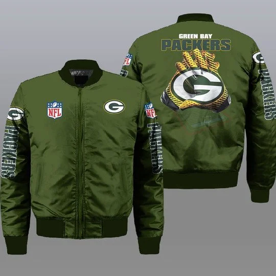 Green Bay Packers Bomber Jacket Full Size EK95
