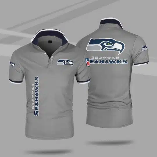 Seattle Seahawks Polo T-Shirt Full Size LE21 - Image 4