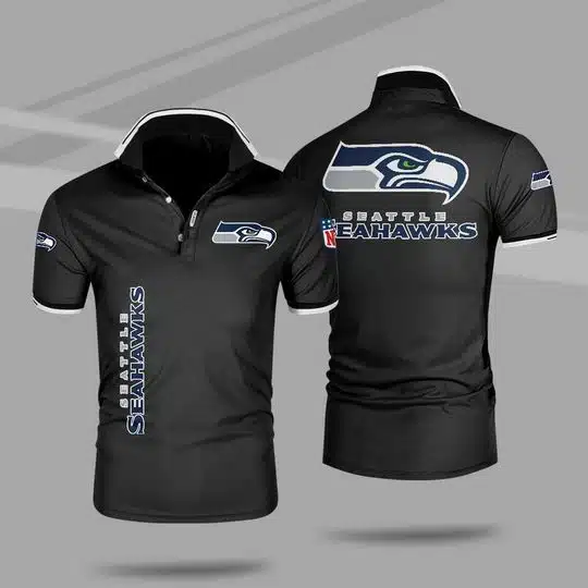 Seattle Seahawks Polo T-Shirt Full Size LE21 - Image 3