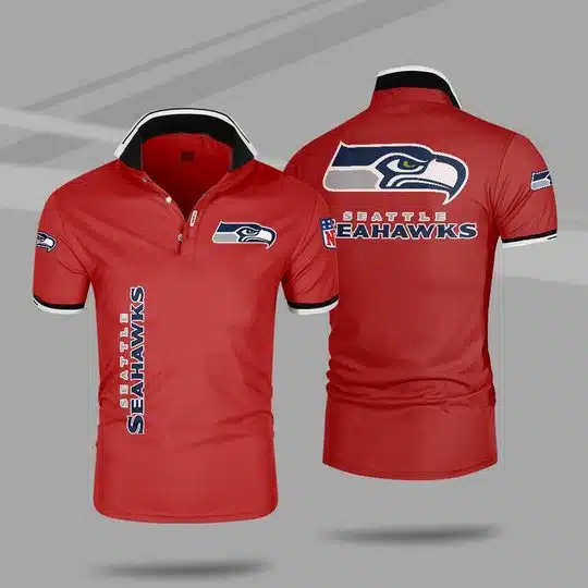 Seattle Seahawks Polo T-Shirt Full Size LE21 - Image 2