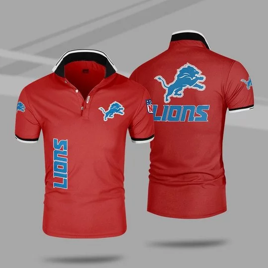Detroit Lions Polo T-Shirt Full Size RH84 - Image 5