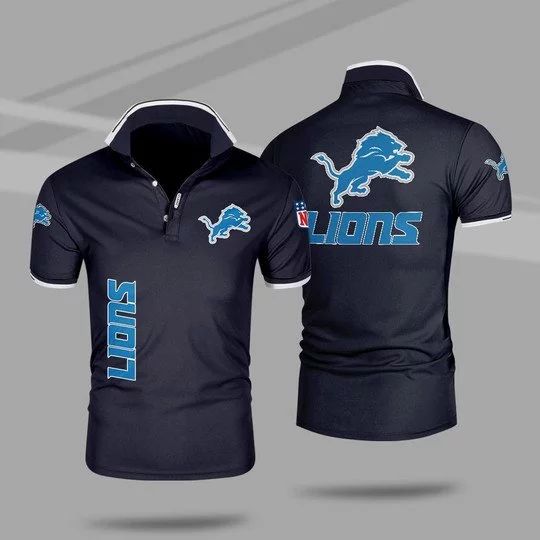 Detroit Lions Polo T-Shirt Full Size RH84 - Image 4