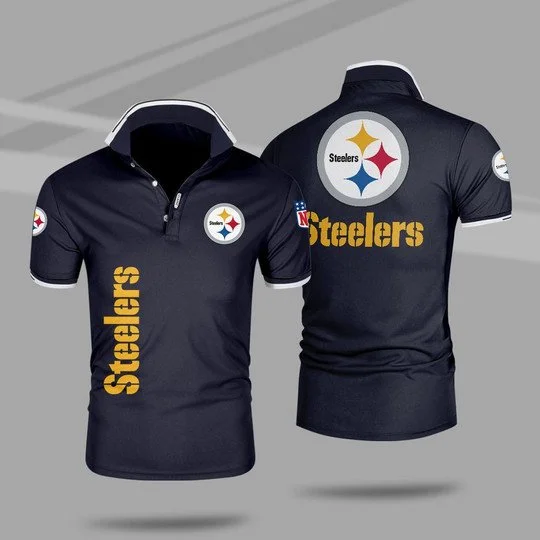 Pittsburgh Steelers Polo T-Shirt Full Size IM39 - Image 3