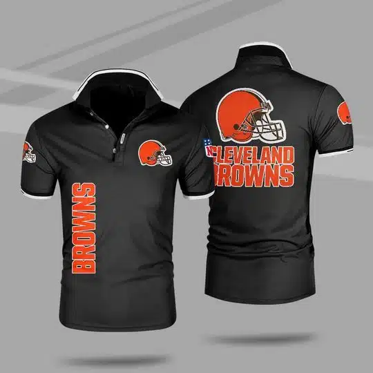 Cleveland Browns Polo T-Shirt Full Size HV84 - Image 3