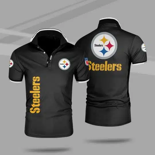 Pittsburgh Steelers Polo T-Shirt Full Size IM39 - Image 4
