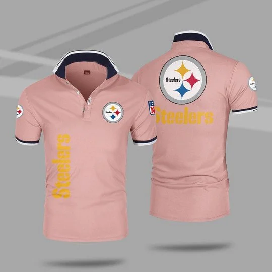 Pittsburgh Steelers Polo T-Shirt Full Size IM39 - Image 2