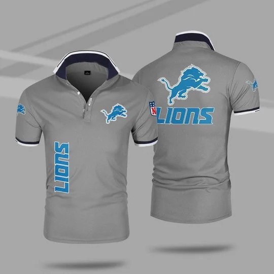 Detroit Lions Polo T-Shirt Full Size RH84 - Image 2