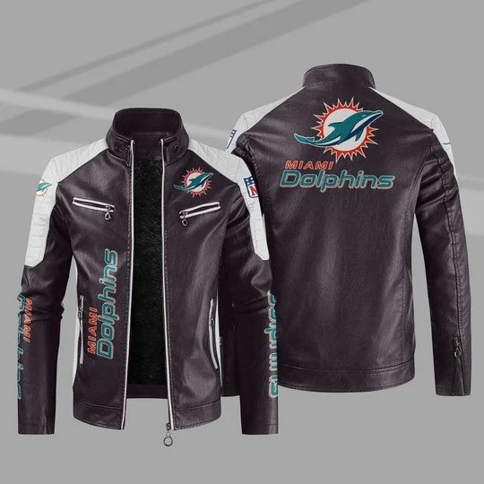Miami Dolphins Leather Jacket PX37
