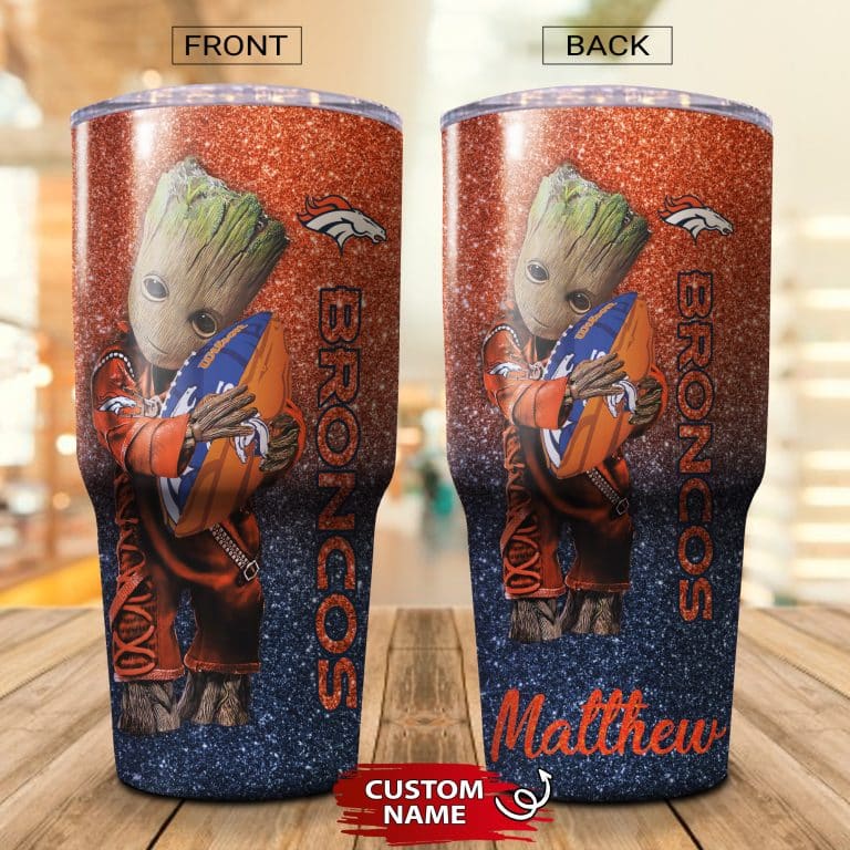 Personalized Baby Groot Hug Denver Broncos Tumbler Cup 20oz, 30oz - Image 2