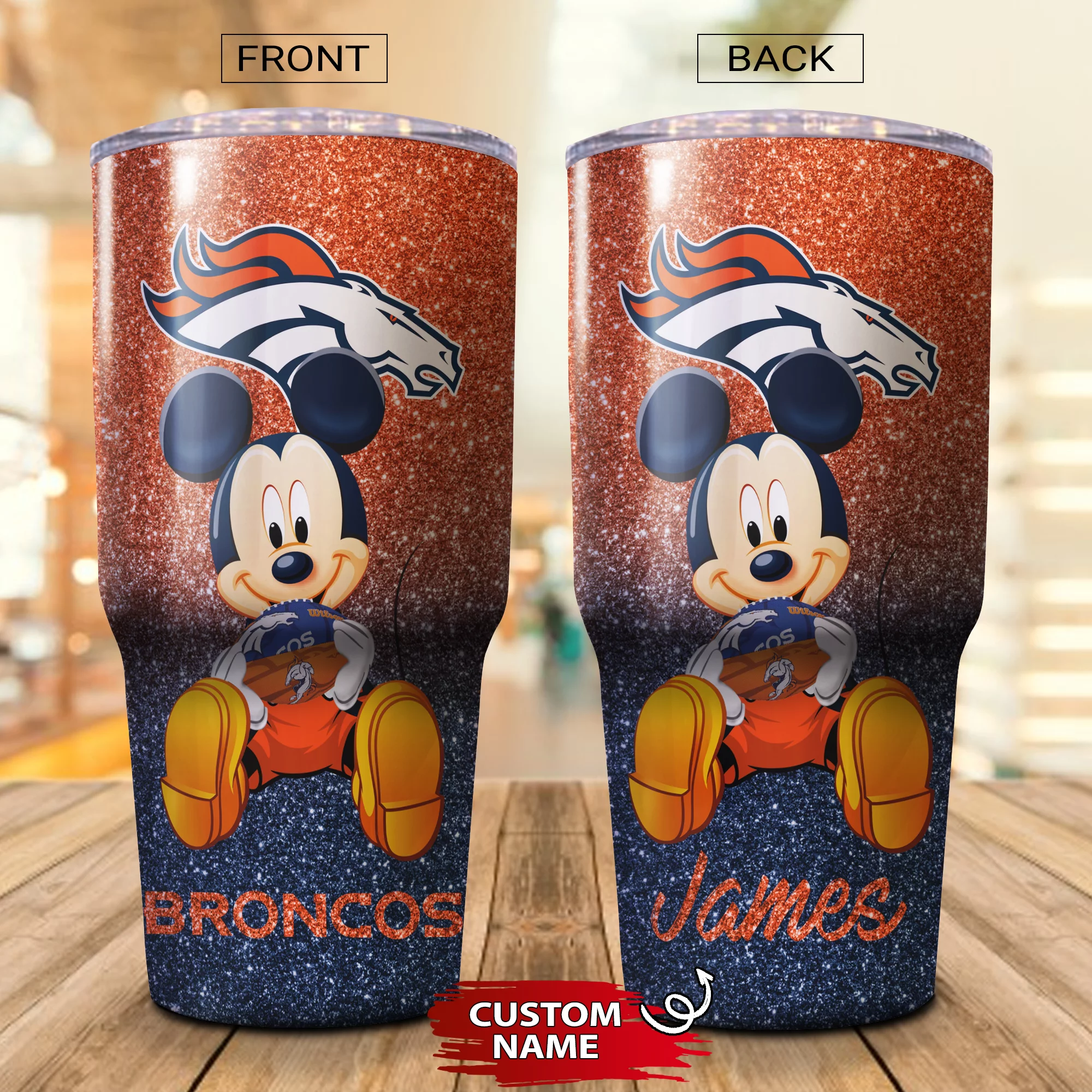 Personalized Mickey Denver Broncos Tumbler Cup 20oz, 30oz - Image 2