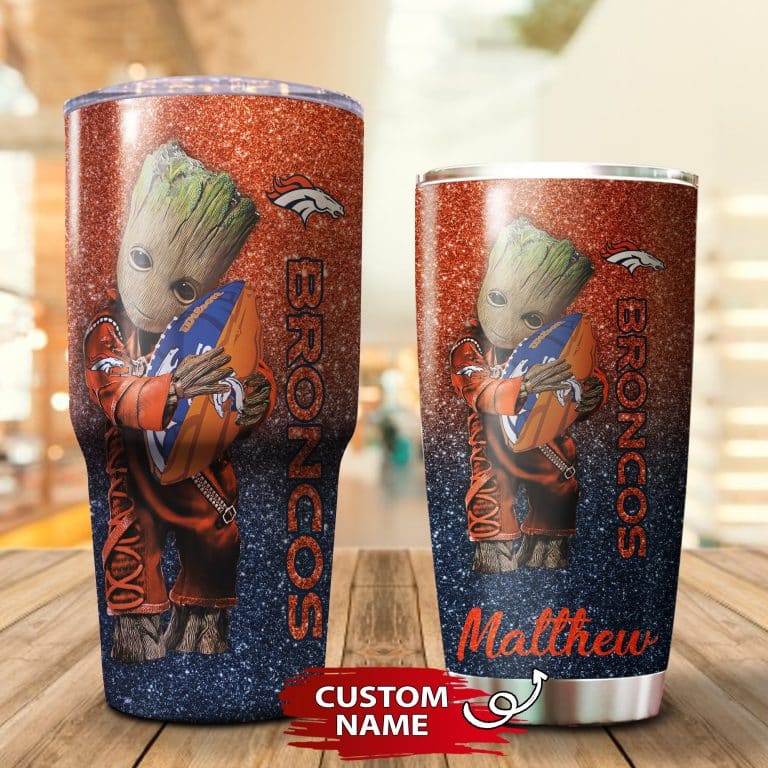 Personalized Baby Groot Hug Denver Broncos Tumbler Cup 20oz, 30oz - Image 3