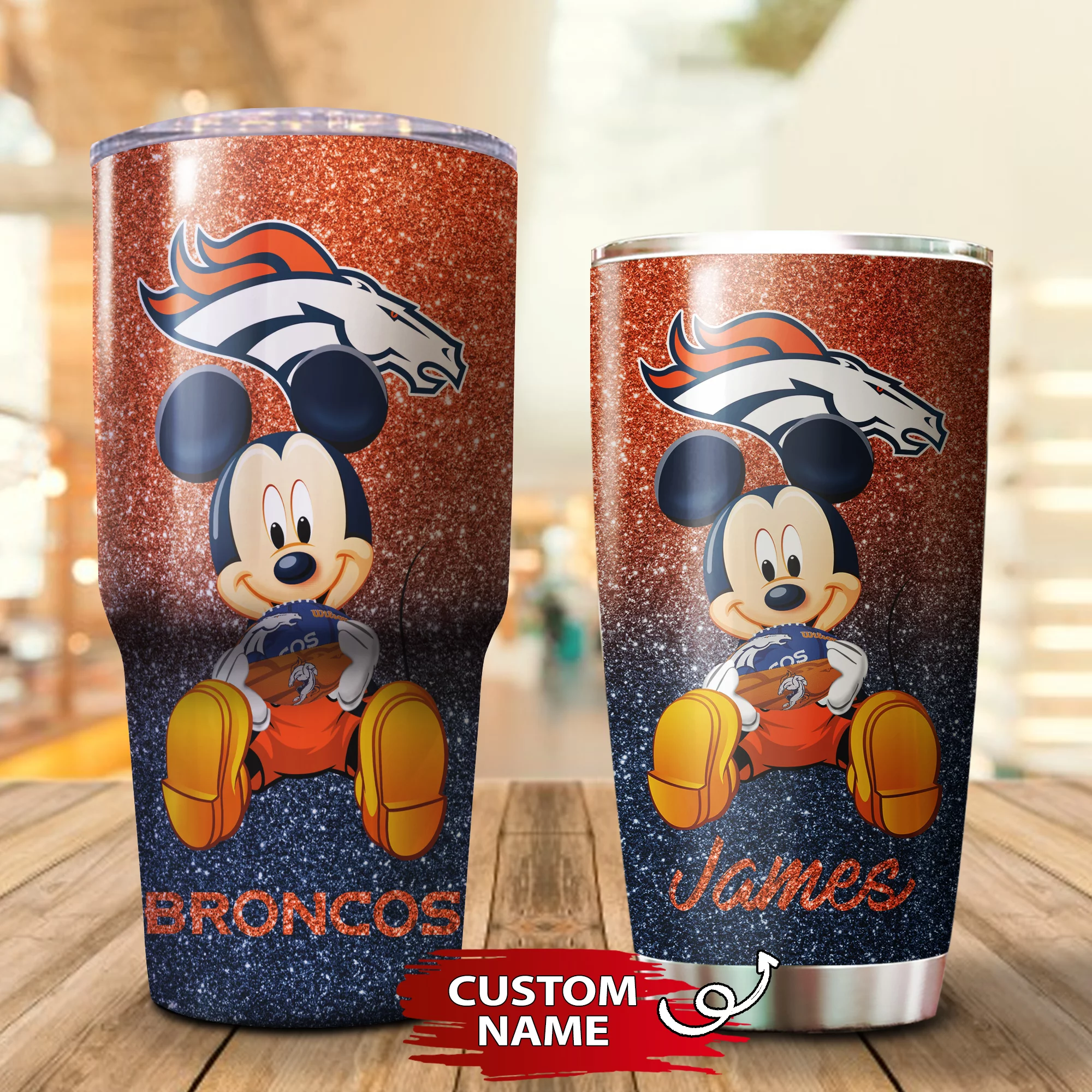 Personalized Mickey Denver Broncos Tumbler Cup 20oz, 30oz - Image 3
