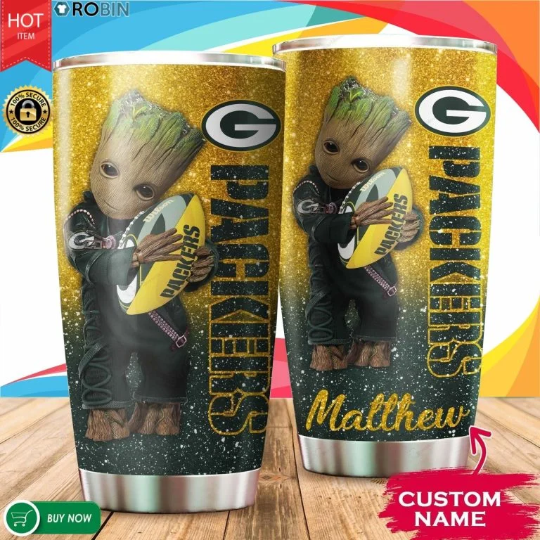 Personalized Baby Groot Hug Green Bay Packers Tumbler Cup 20OZ, 30OZ