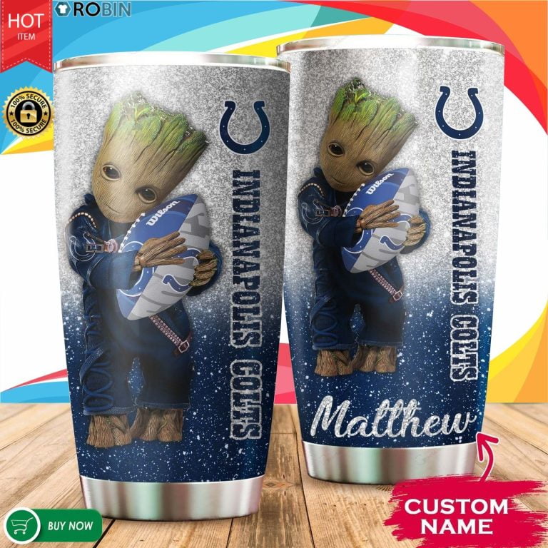 Personalized Baby Groot Hug Indianapolis Colts Tumbler Cup 20oz, 30oz