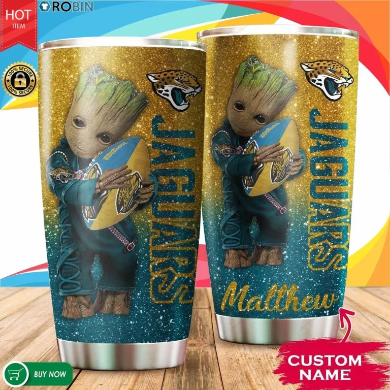 Personalized Baby Groot Hug Jacksonville Jaguars Tumbler Cup 20oz, 30oz