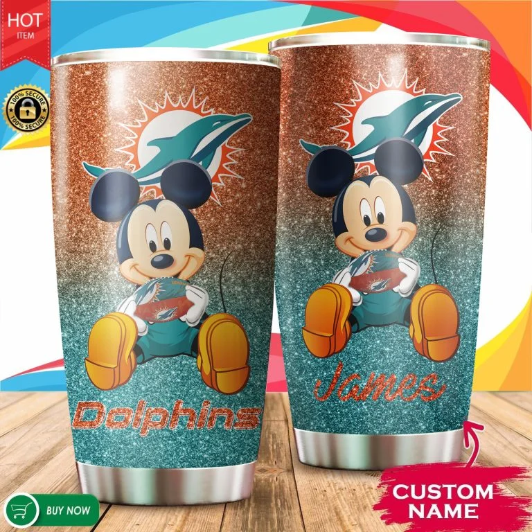 Personalized Mickey Miami Dolphins Tumbler Cup 20oz, 30oz