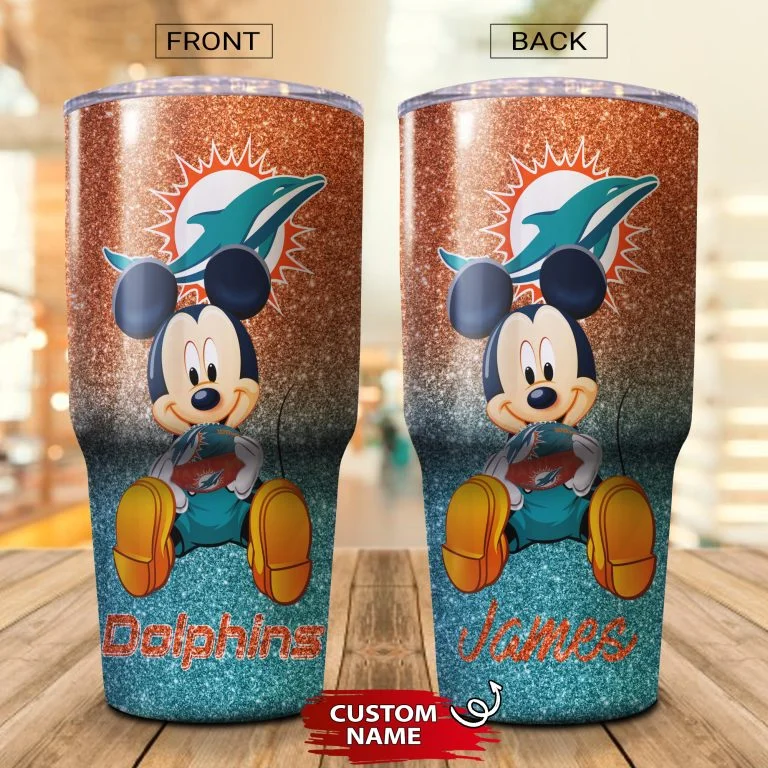 Personalized Mickey Miami Dolphins Tumbler Cup 20oz, 30oz - Image 2