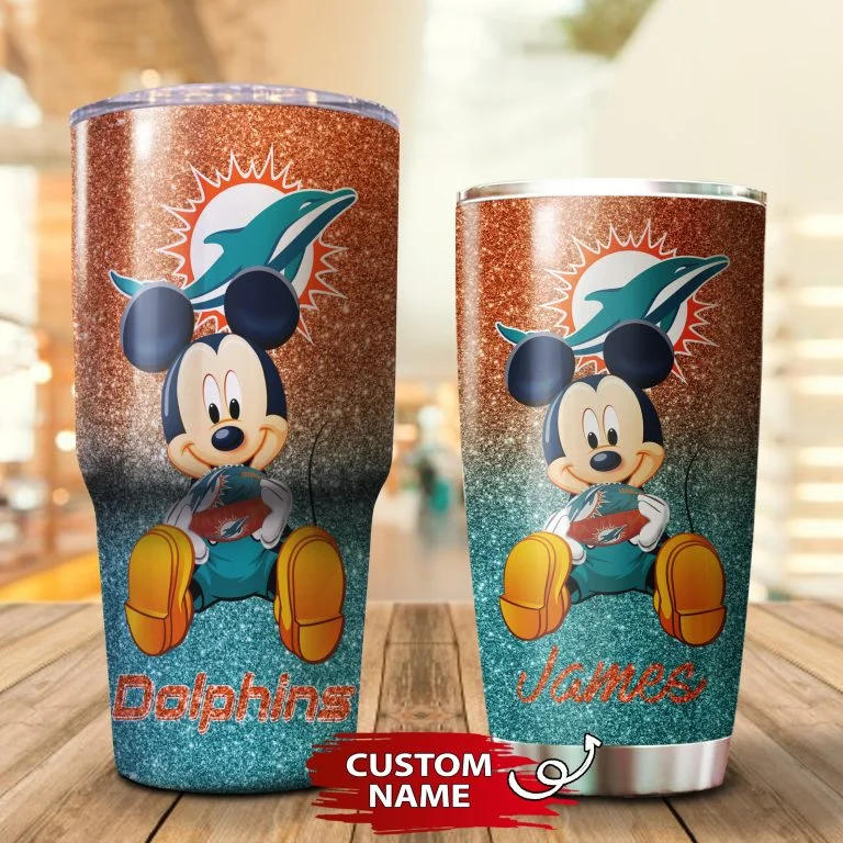 Personalized Mickey Miami Dolphins Tumbler Cup 20oz, 30oz - Image 3