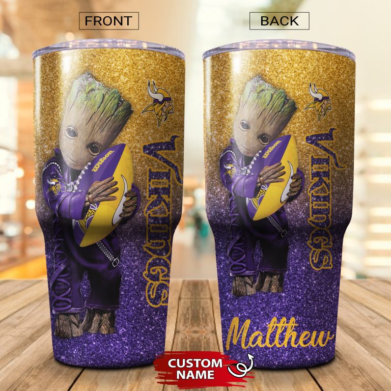 Personalized Baby Groot Hug Minnesota Vikings Tumbler Cup 20OZ, 30OZ - Image 2