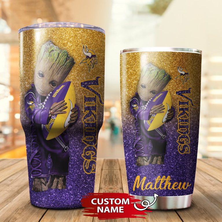 Personalized Baby Groot Hug Minnesota Vikings Tumbler Cup 20OZ, 30OZ - Image 3