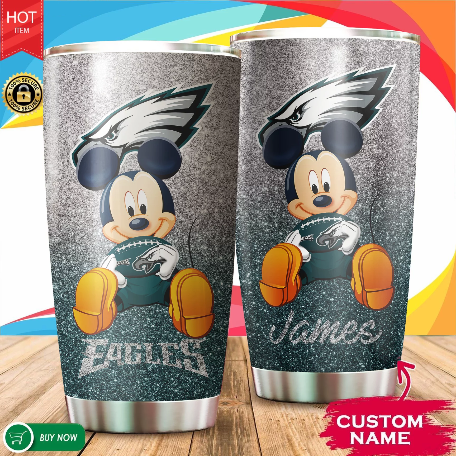 Personalized Mickey Philadelphia Eagles Tumbler Cup 20oz, 30oz
