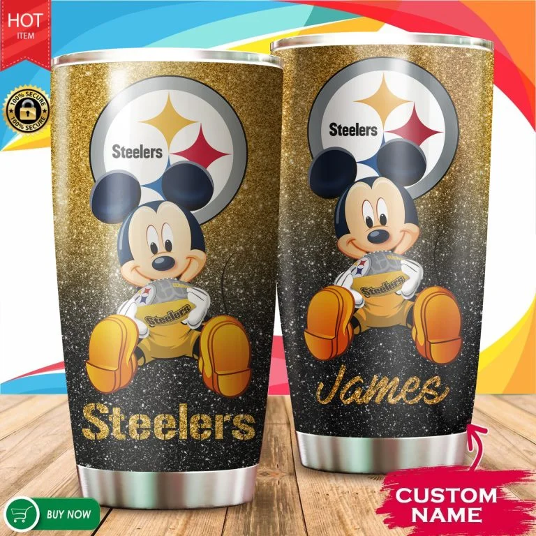 Personalized Mickey Pittsburgh Steelers Tumbler Cup 20oz, 30oz