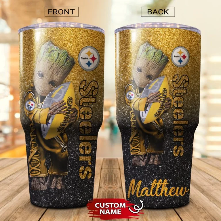 Personalized Baby Groot Hug Pittsburgh Steelers Tumbler Cup 20oz, 30oz - Image 2