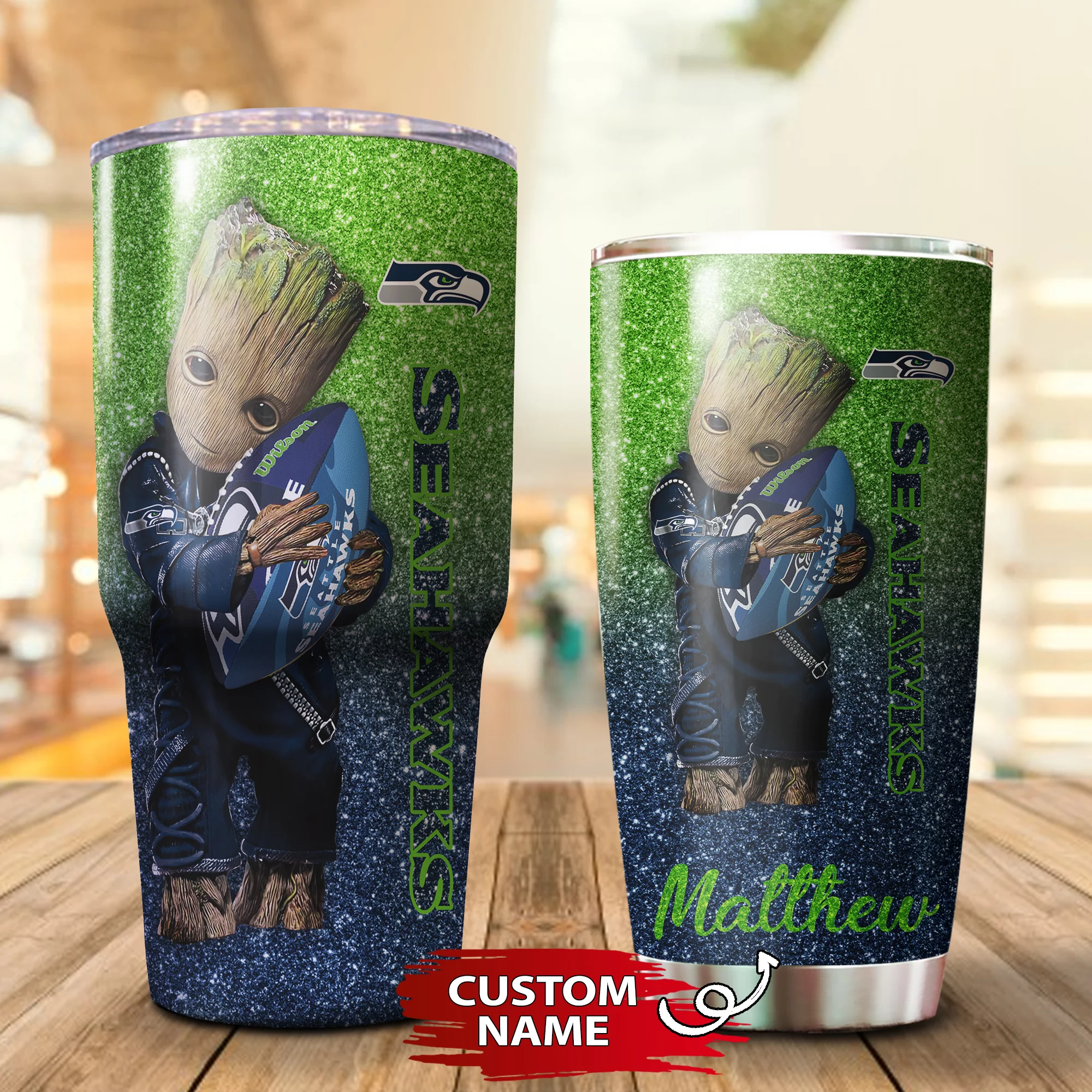 Personalized Baby Groot Hug Seattle Seahawks Tumbler Cup 20OZ, 30OZ - Image 3