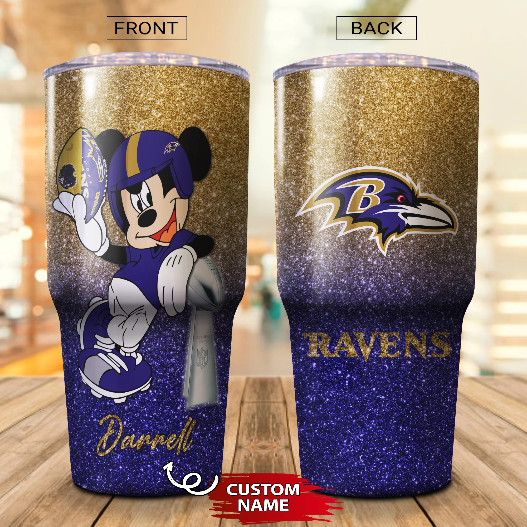 Personalized Mickey Baltimore Ravens Tumbler Cup 20oz, 30oz - Image 2
