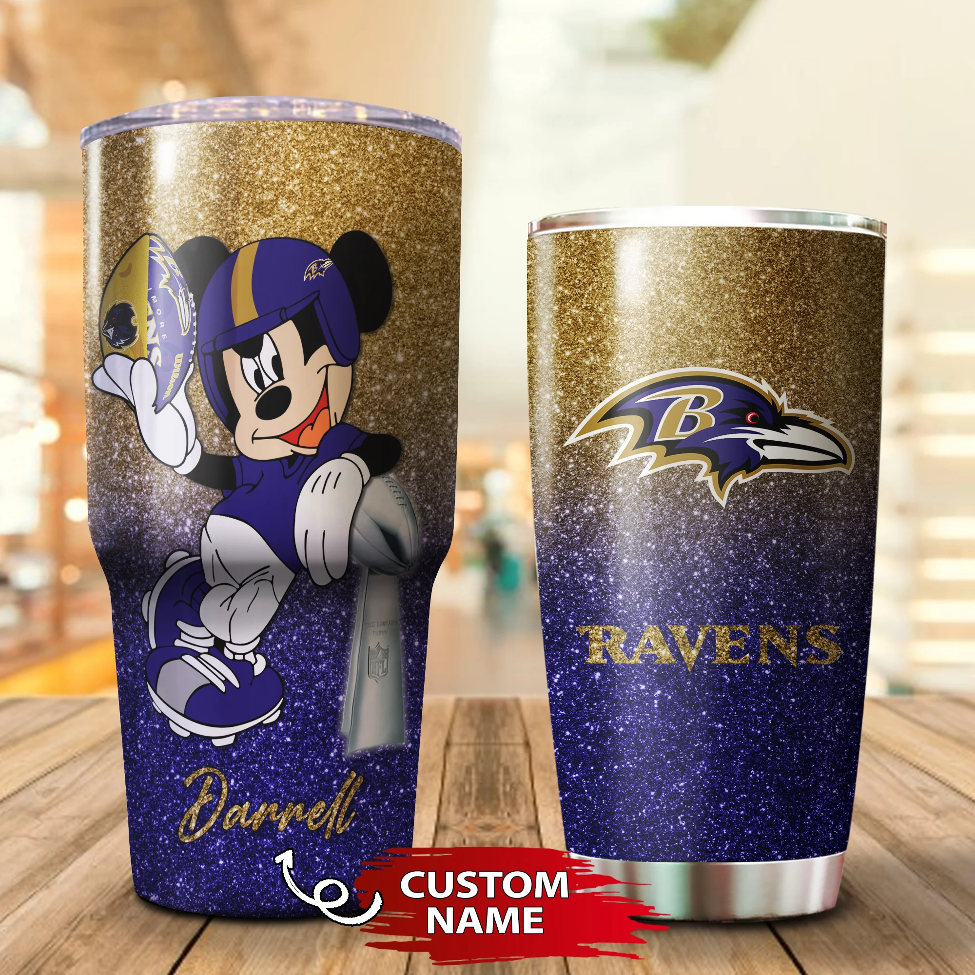 Personalized Mickey Baltimore Ravens Tumbler Cup 20oz, 30oz - Image 3