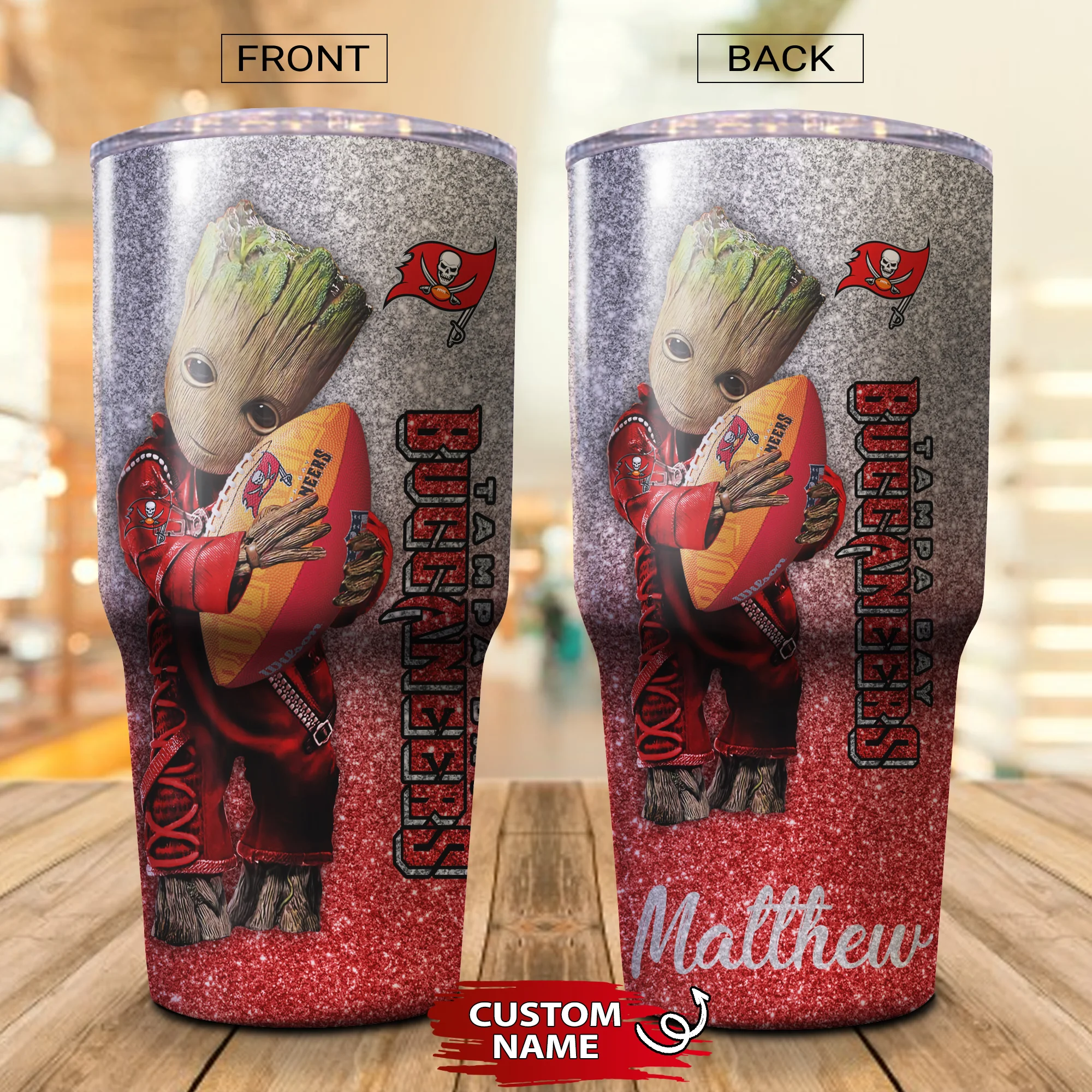 Personalized Baby Groot Hug Tampa Bay Buccaneers Tumbler Cup 20oz, 30oz - Image 2