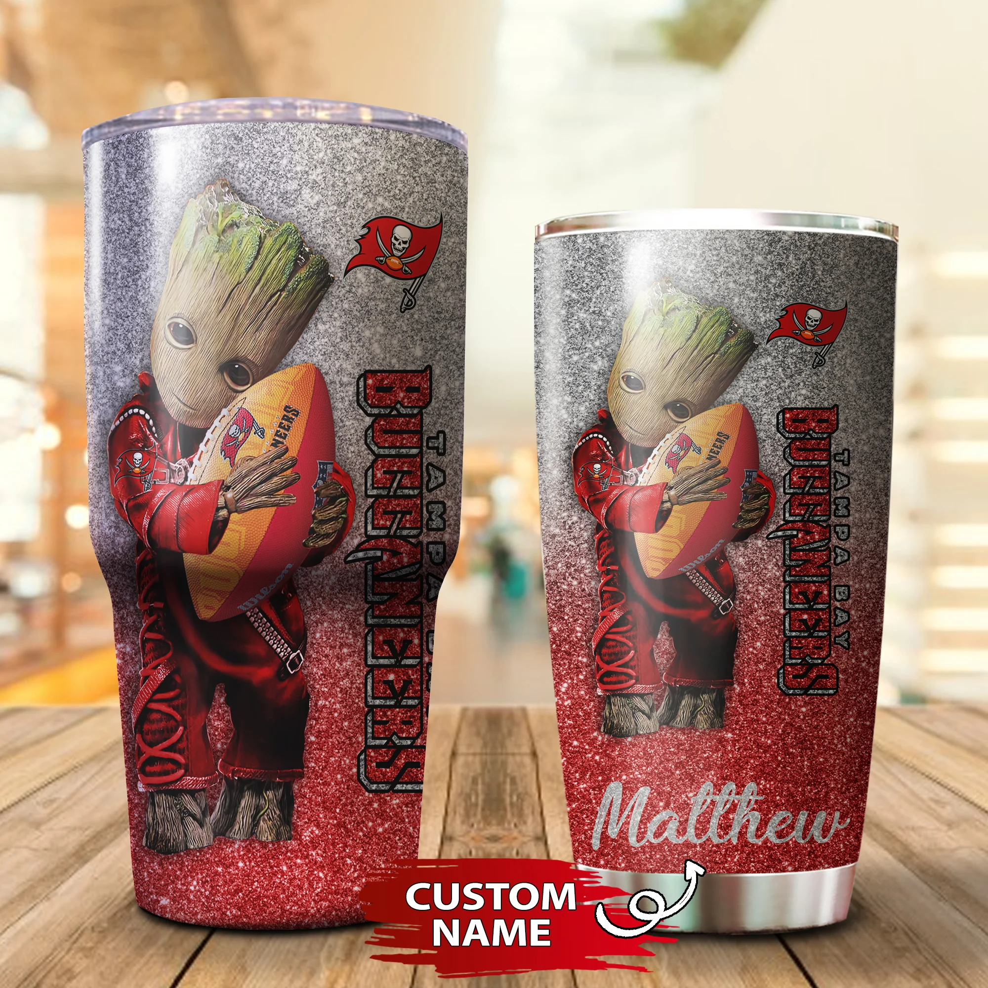 Personalized Baby Groot Hug Tampa Bay Buccaneers Tumbler Cup 20oz, 30oz - Image 3