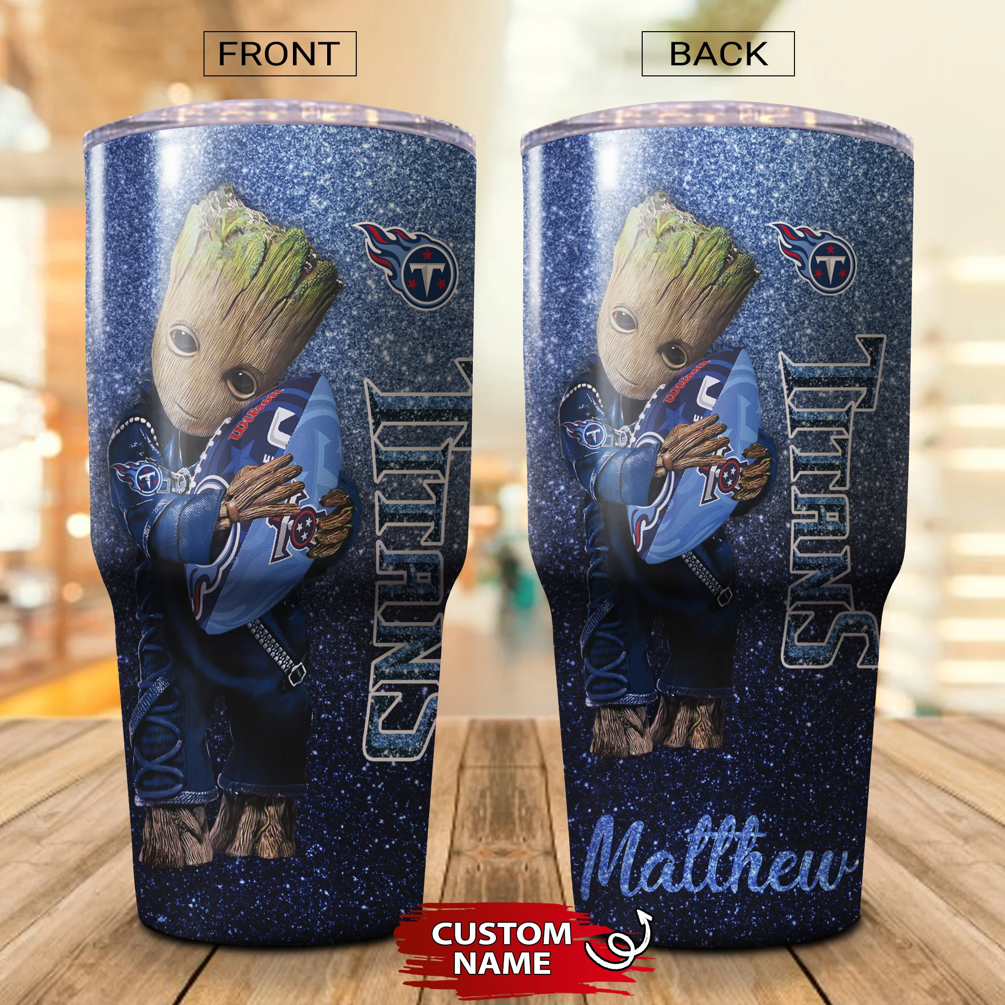 Personalized Baby Groot Hug Tennessee Titans Tumbler Cup 20OZ, 30OZ - Image 2