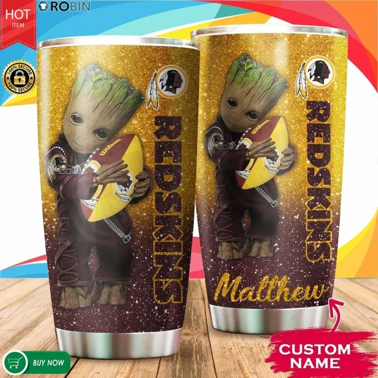 Personalized Baby Groot Hug Washington Redskins Tumbler Cup 20OZ, 30OZ