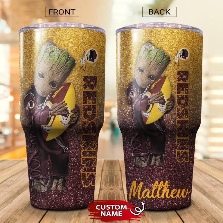 Personalized Baby Groot Hug Washington Redskins Tumbler Cup 20OZ, 30OZ - Image 2