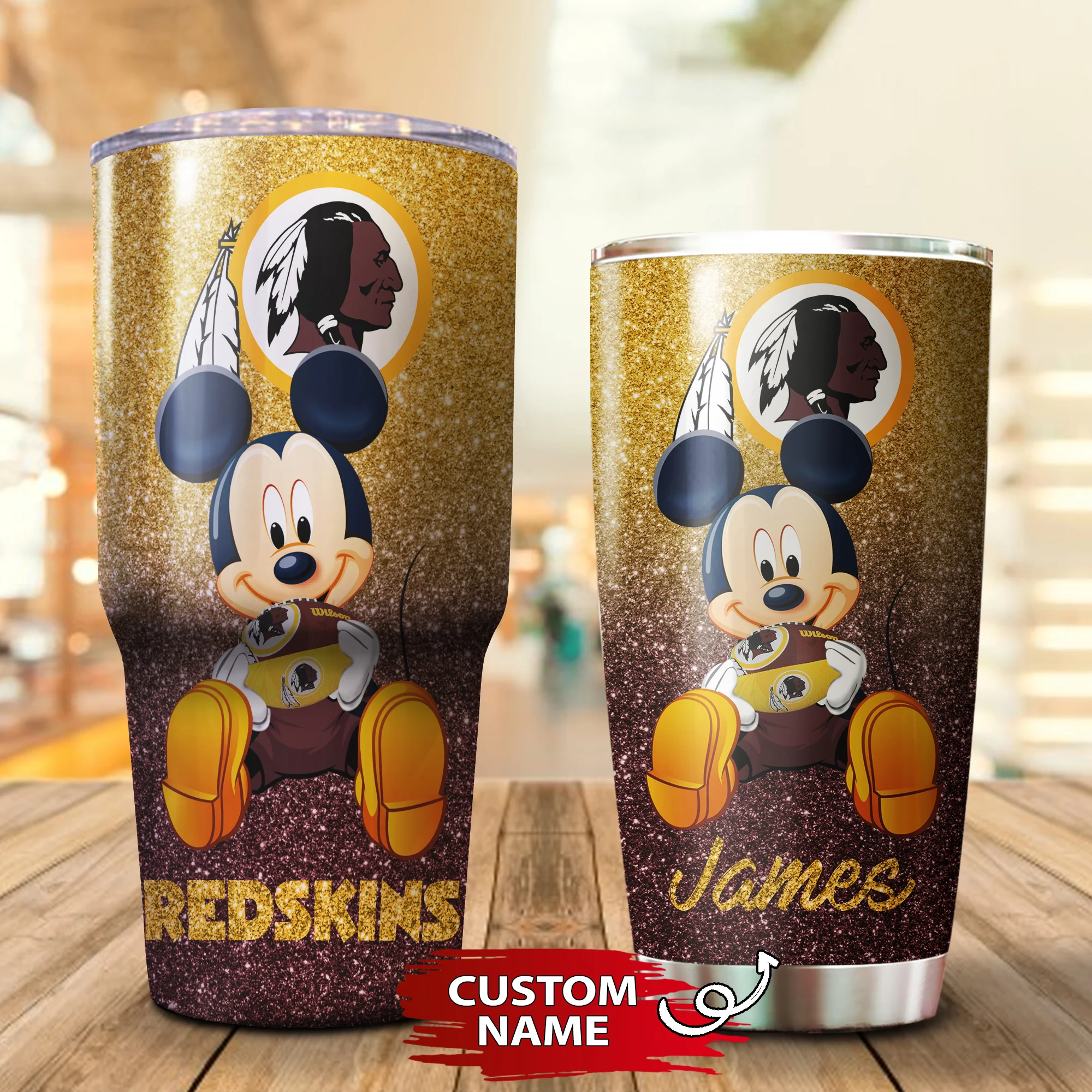 Personalized Mickey Washington Redskins Tumbler Cup 20OZ, 30OZ - Image 3