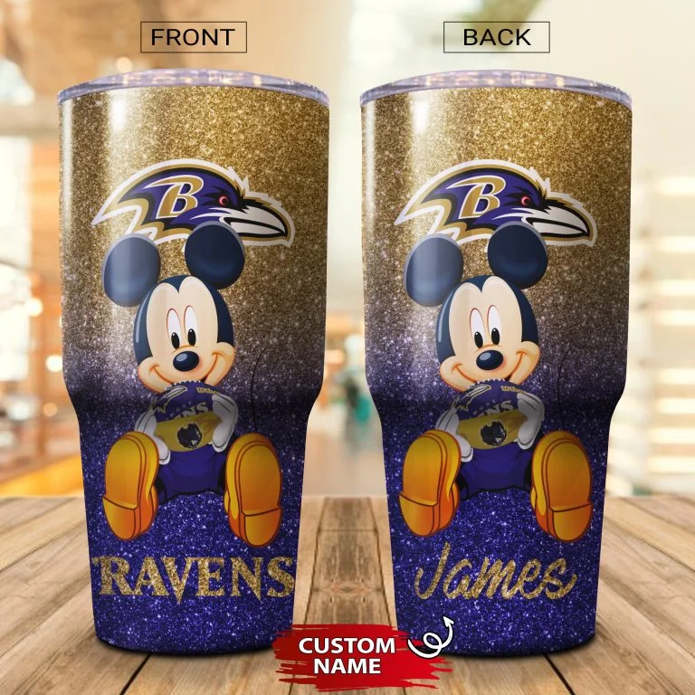 Personalized Mickey Baltimore Ravens Tumbler Cup 20oz, 30oz - Image 2