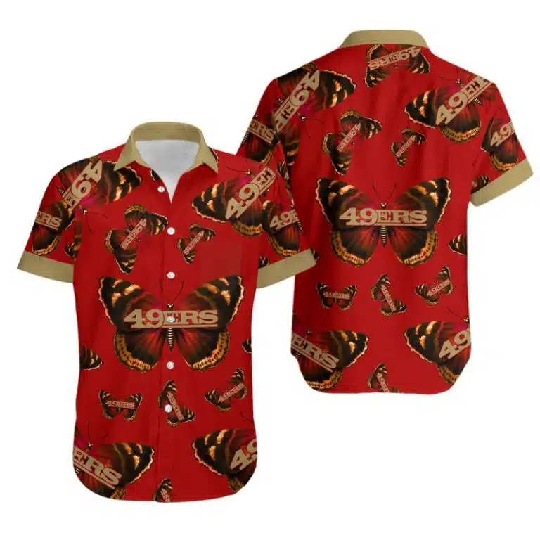 Combo San Francisco 49ers Button-Up Shirt & Men Shorts KR96