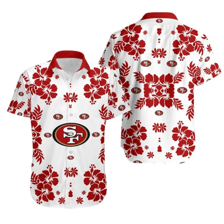 Combo San Francisco 49ers Button-Up Shirt & Men Shorts KE74