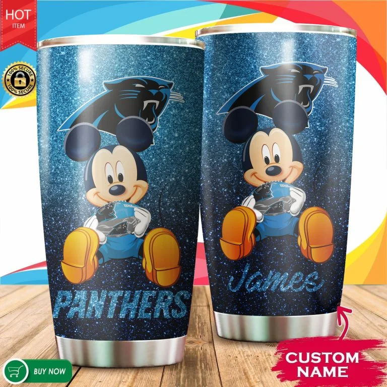 Personalized Mickey Carolina Panthers Tumbler Cup 20oz, 30oz