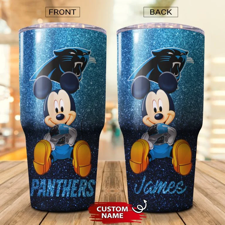 Personalized Mickey Carolina Panthers Tumbler Cup 20oz, 30oz - Image 2